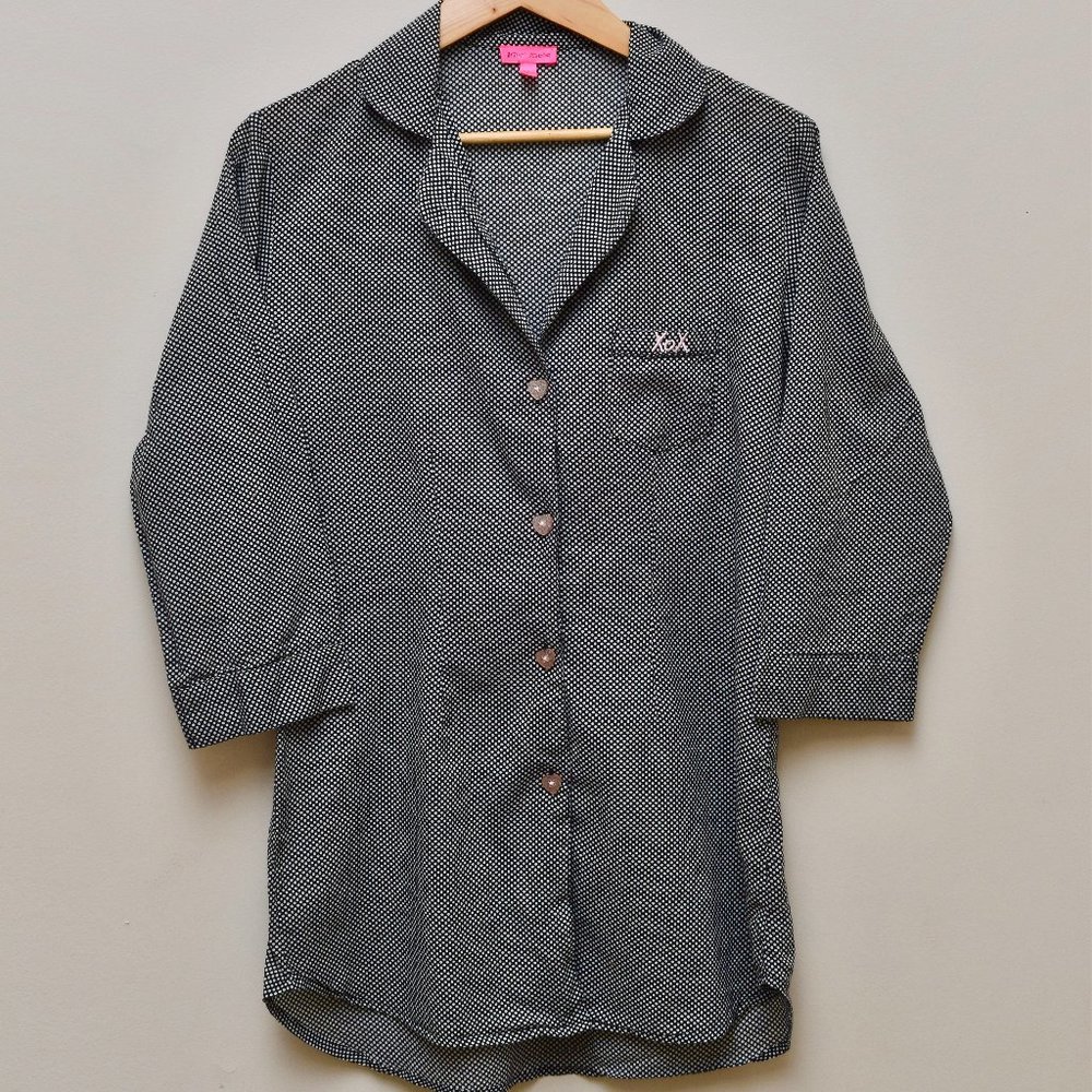 Betsey Johnson Polka dot button down pajama shirt